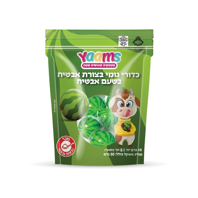 יאמס כדורי גומי בצורת אבטיח בטעם אבטיח 8 יחידות 80 גרם