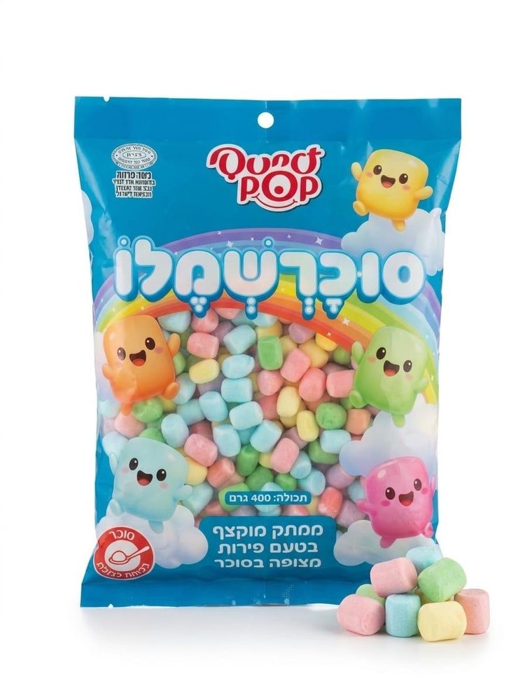 סוכרשמלו ממתק מוקצף בטעם פירות 400 גרם