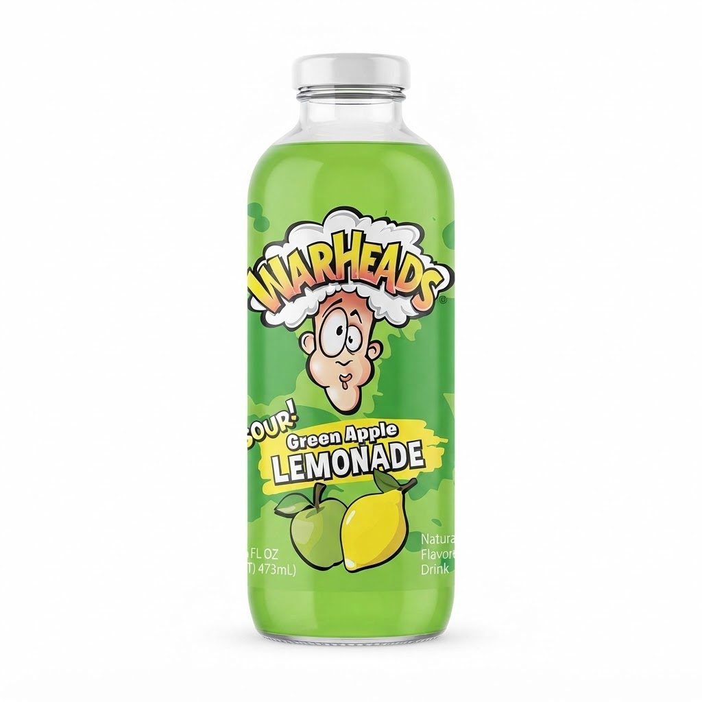 Warheads משקה קל בטעם לימונדה ותפוח עץ ירוק 473 מ"ל