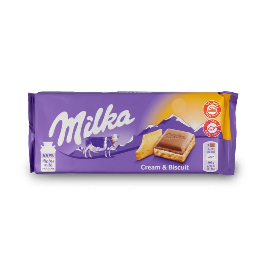מילקה שוקולד עם קרם חלב וביסקוויט 100 גרם