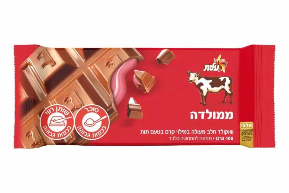 עלית שוקולד חלב פרה במילוי תות מגדים 100 גרם