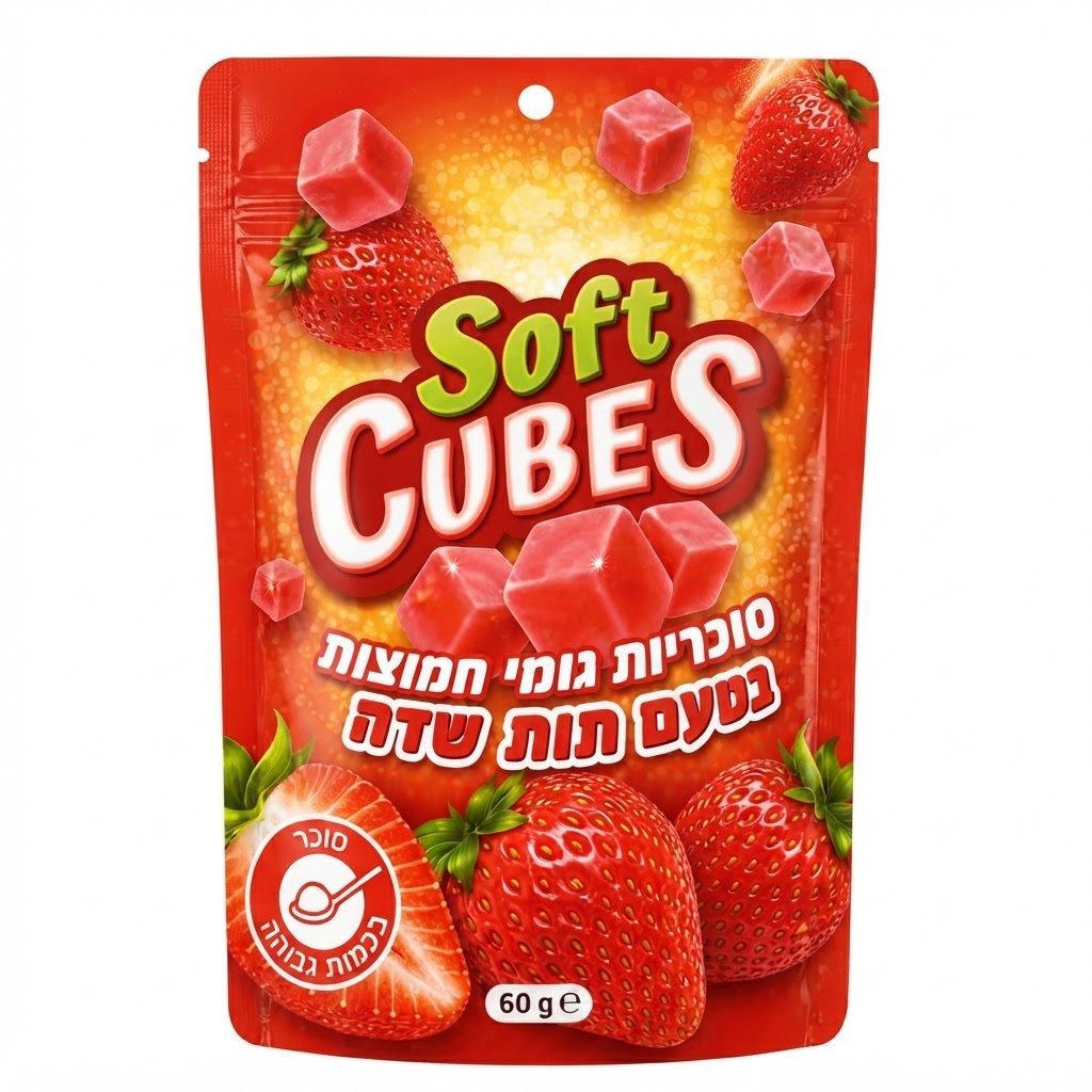 סוכריות גומי חמוצות בטעם תות שדה 60 גרם
