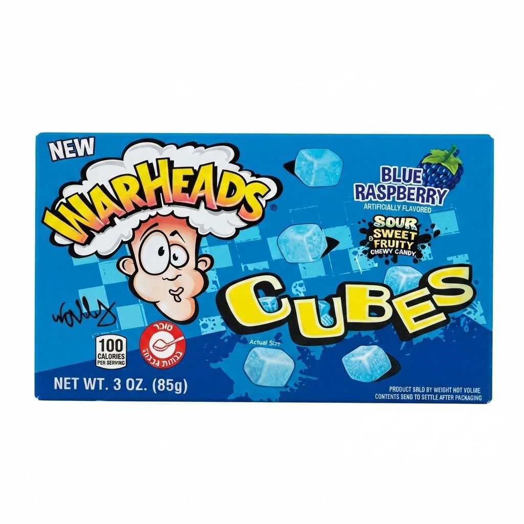 Warheads סוכריות לעיסה בטעם פטל כחול 85 גרם