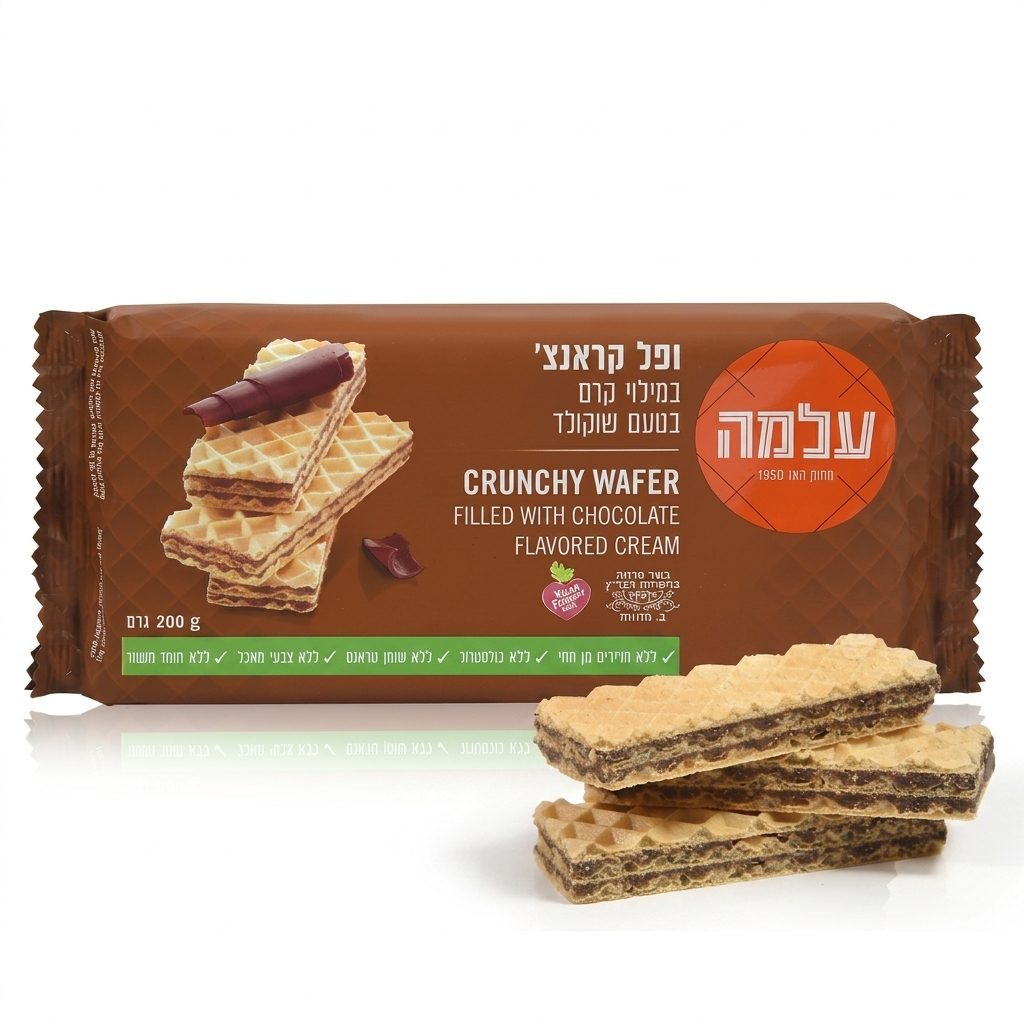 עלמה ופל קראנץ במילוי קרם בטעם שוקולד 200 גרם