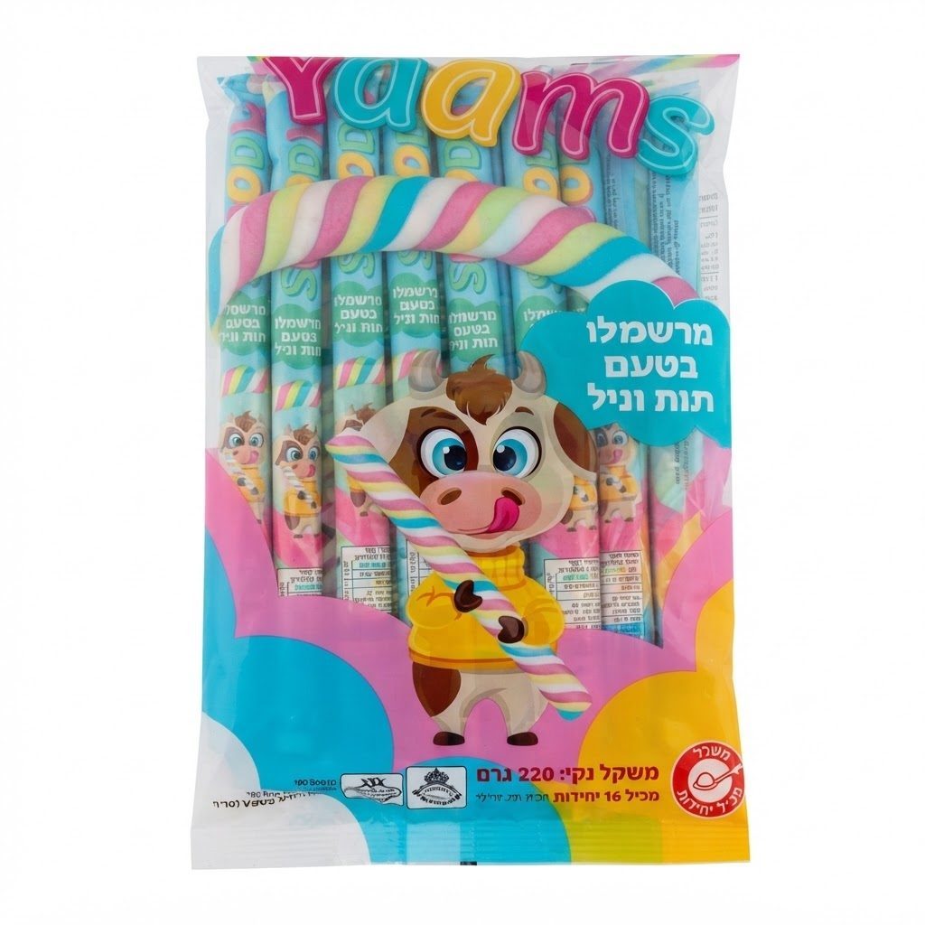 מרשמלו ארוך צבעוני 18 יחידות 270 גרם