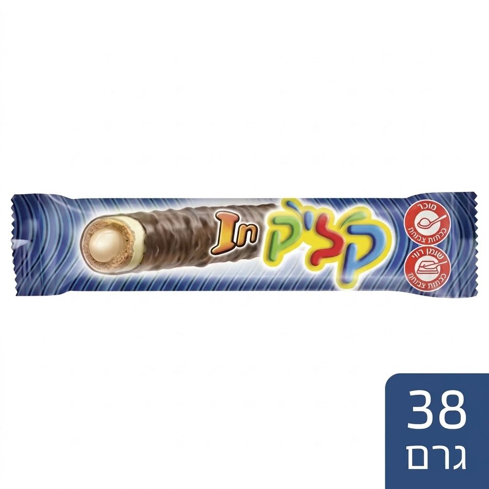 קליק אין קרם חלבי מצופה שוקולד לבן וחלב 38 גרם