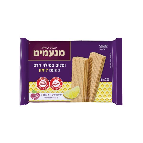 מנעמים ופלים במילוי קרם בטעם לימון 200 גרם