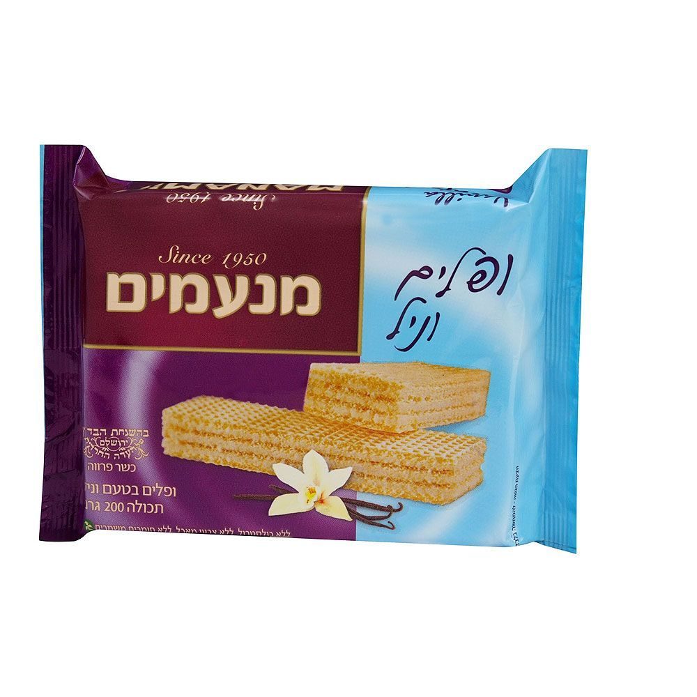 מנעמים ופלים במילוי קרם בטעם וניל 200 גרם