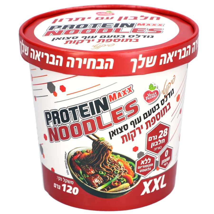 נודלס פרוטאין בטעם עוף סצואן עם ירקות יבשים 120 גרם