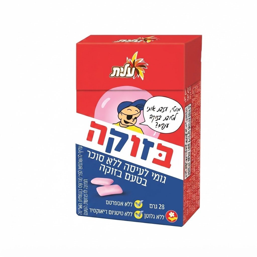 עלית מסטיק בזוקה ללא סוכר 28 גרם