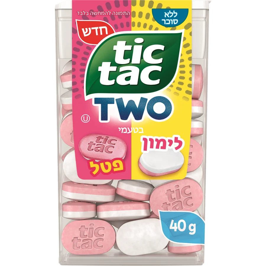 טיקטק בטעם לימון ופטל ללא סוכר 38.5 גרם