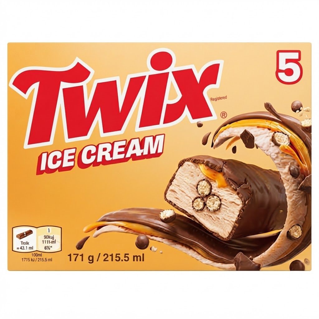 גלידה טוויקס מארז חמישייה 171 גרם