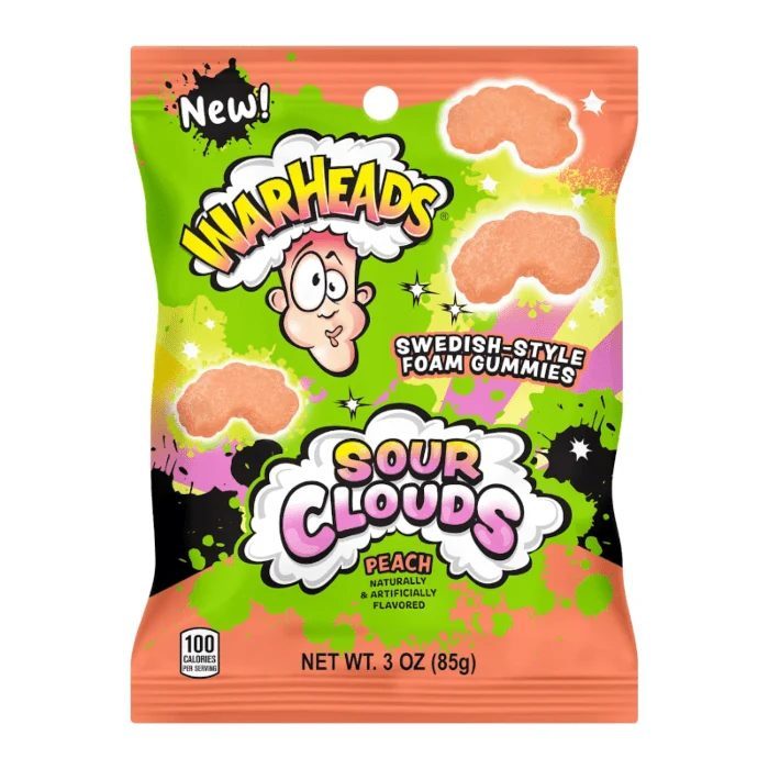 Warheads גומיות בצורת ענן בטעם אפרסק חמוץ מתוק 85 גרם