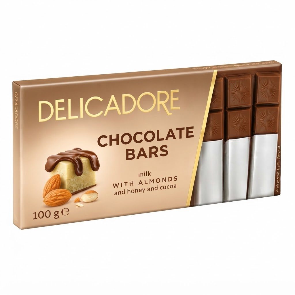 Delicadore שוקולד מריר במילוי קרם בטעם מרציפן ופיסטוק 100 גרם